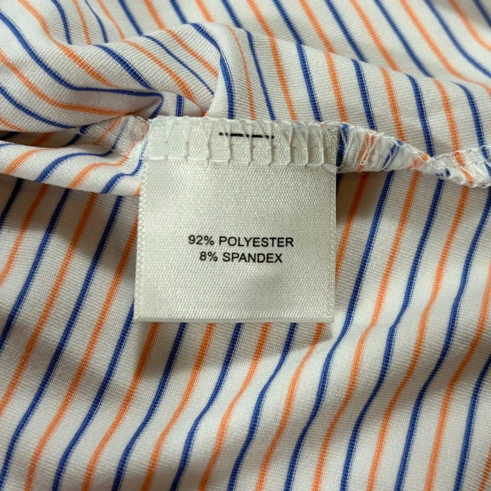 Peter Millar Summer Comfort Polo Kinloch Course Mens Large Striped Blue Orange